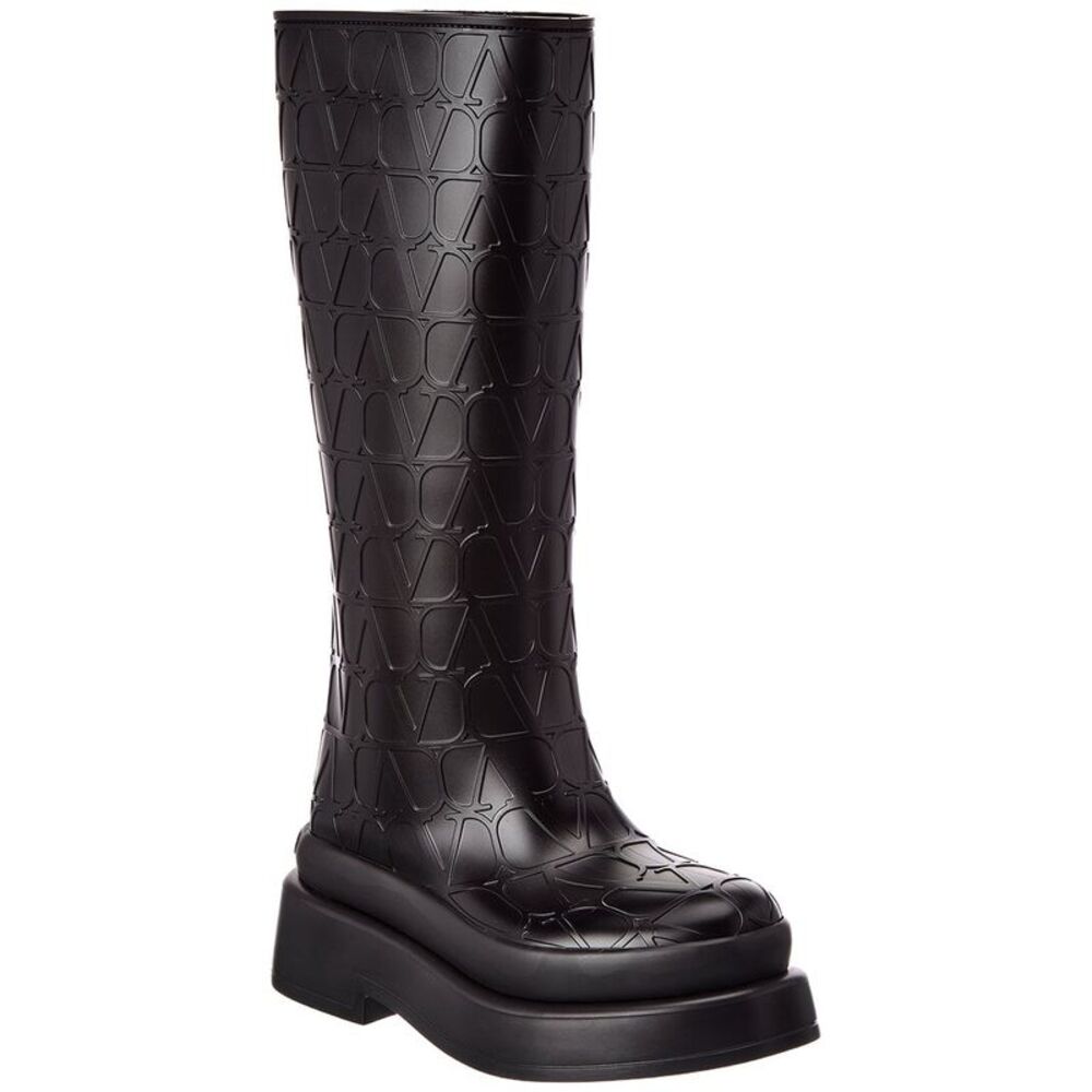 Valentino Vlogo Rubber Rainboot, Black